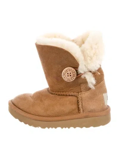 Pre-owned Ugg Kids' Girls' Suede Bailey Button Boots In Brown
