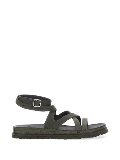 Ugg Golden Gaze Croc-effect Buckled Sandals In Green