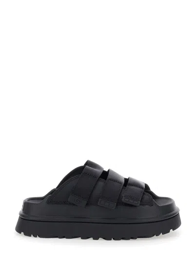 Ugg 'golden Glow' Black Sandals With Round Open Toe