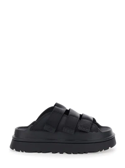 Ugg 'golden Glow' Black Sandals With Round Open Toe In Tech Fabric Woman