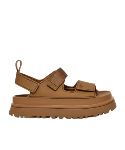 Ugg Rubber Sandals With Embossed Logo In Brown