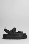Ugg Logo Flat Sandals In Black
