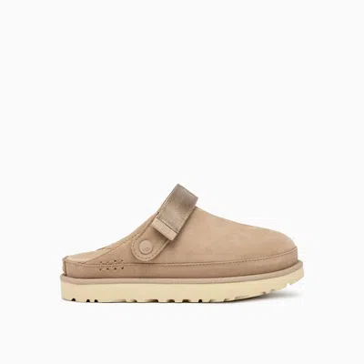 Ugg 40mm Goldenstar Suede Clogs In Beige