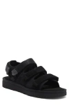 Ugg Mens Black Goldencoast Multi-strap Suede And Mesh-blend Flat Sandals In Black