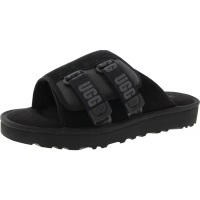 Ugg Goldencoast Strap Mens Adjustable Suede Slide Sandals In Black