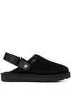 Ugg Suede Mules Metallic Microfibre Edge In Schwarz