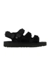 Ugg Mens Black Goldencoast Multi-strap Suede And Mesh-blend Flat Sandals In Black