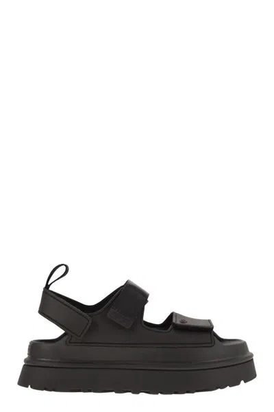 Ugg Shiny Platform Lug Sole Sandals In Black