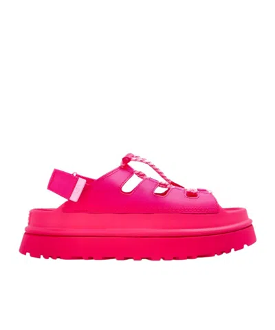 Ugg Goldenglow Lace-up Platform Mules In Pink