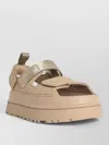 Ugg Goldenglow Platform Sandals Open Toe Pull Tab In Animal Print