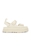 Ugg Golden Glow Womens Faux Leather Adustable Platform Sandals In White
