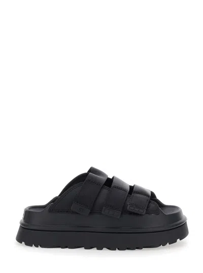 UGG 'GOLDEN GLOW' BLACK SANDALS WITH ROUND OPEN TOE