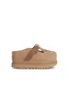 Ugg Goldenstar' Beige Suede Slippers In Animal Print