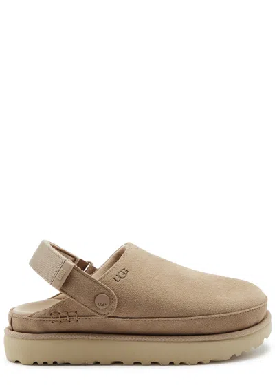 Ugg Goldenstar Clog Suede Sliders In Tan