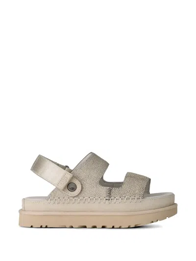 Ugg Goldenstar Crackle-effect Sandals In White