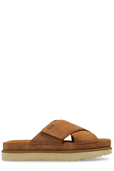 Ugg Women's Goldenstar Crisscross Slide Platform Sandals In Chestnut