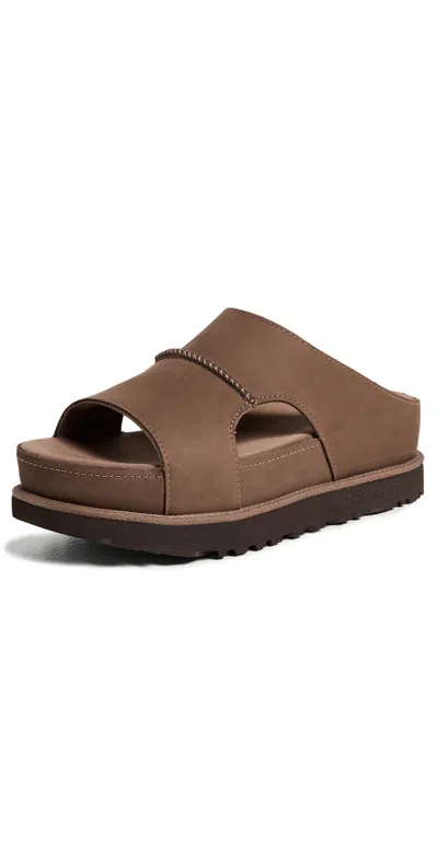 Ugg Goldenstar Cutout Slides Dark Chestnut In Brown
