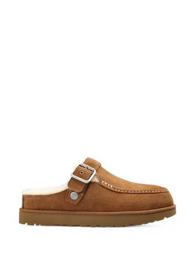 Ugg Goldenstar Evelina Clog Suede Slippers In Brown