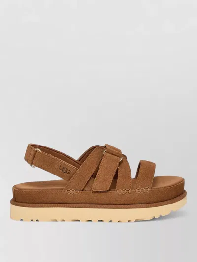 Ugg Goldenstar Flat Slingback Suede Sandals In Brown