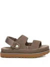 Ugg Goldenstar Glide Suede Sandals Smoke Plume In Brown