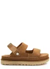 Ugg Goldenstar Glide Suede Flatform Sandals In Brown