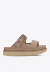Ugg Slide Starry Gold Suede Webbing Strap In Animal Print