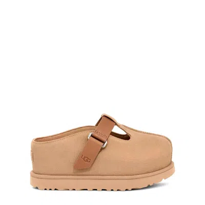 Ugg Goldenstar Beige Suede Slippers In Neutral