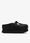 Ugg Goldenstar Hi Leather Flatform Mules In Black