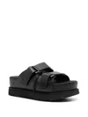 Ugg Leather Goldenstar Double Buckle Sandals In Black