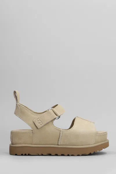 Ugg Goldenstar Hi Sandals In Beige Suede
