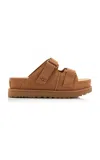 Ugg Goldenstar Hi Slide Slipper-mule In Leather Color Suede In Tan