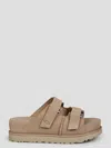Ugg Goldenstar Hi Suede Slides Sand In Nude & Neutrals
