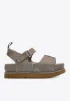 Ugg Suede Platform Sandals Ankle Strap Detail In Gray