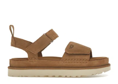 Pre-owned Ugg Goldenstar Platform Sandal (women's) Sneakers In Chestnut