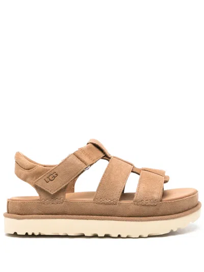 Ugg Goldenstar Suede Strap Sandals In Brown