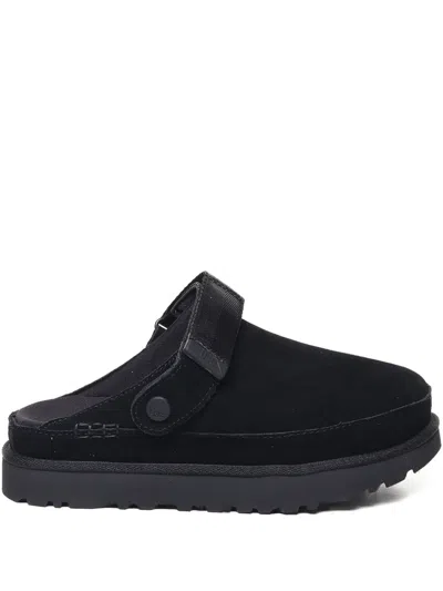 Ugg Chic Sheepskin Sandals With Adjustable Strap And Cushioned Sole In Black