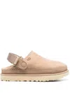 Ugg Goldenstar Suede Flatform Clogs In Neutral