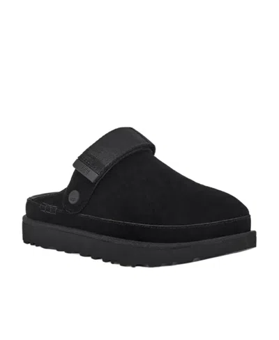 Ugg Chic Sheepskin Sandals With Adjustable Strap And Cushioned Sole In Black