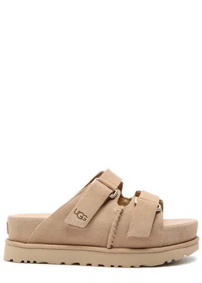 UGG UGG GOLDENSTAR SUEDE FLATFORM SLIDERS
