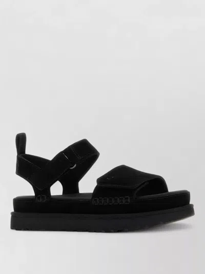 Ugg Goldenstar Suede Sandals Ankle Strap Design In Black
