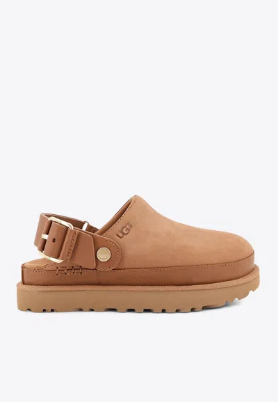 Ugg Goldenstar Villa Suede Clogs In Brown