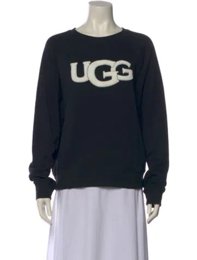 Pre-owned Ugg Graphic Print Crew Neck Sweatshirt In Black