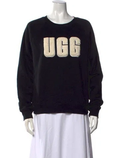 Pre-owned Ugg Graphic Print Crew Neck Sweatshirt In Black
