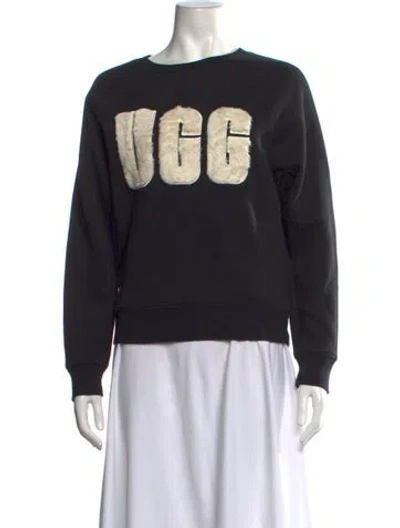 Pre-owned Ugg Graphic Print Crew Neck Sweatshirt In Black
