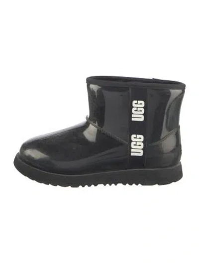 Pre-owned Ugg Graphic Print Rain Boots In Black