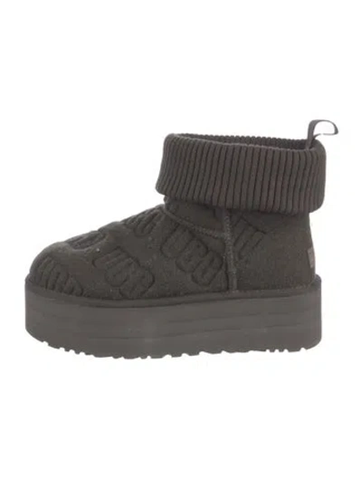Pre-owned Ugg Graphic Print Slouch Boots In Grey