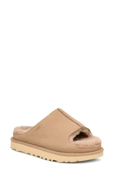 Ugg ® Greenport Genuine Shearling Lined Platform Slide Sandal In Nude