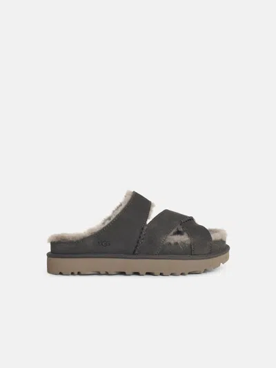 Ugg 'greenport' Grey Suede Slippers In Gray