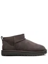 Ugg Dark Grey Suede Classic Ultra Mini Ankle Boots In Gray
