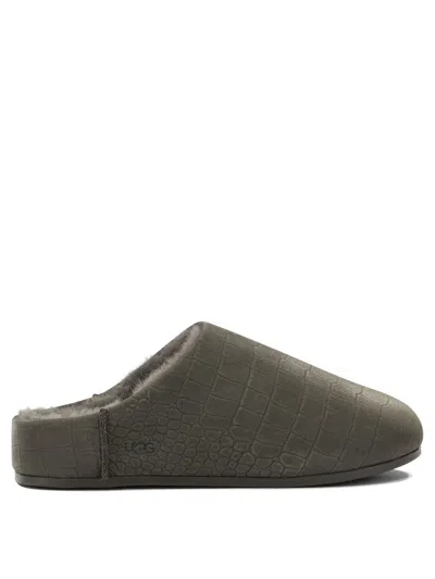 Ugg Grey Leather Rubber Loafers In Animal Print
